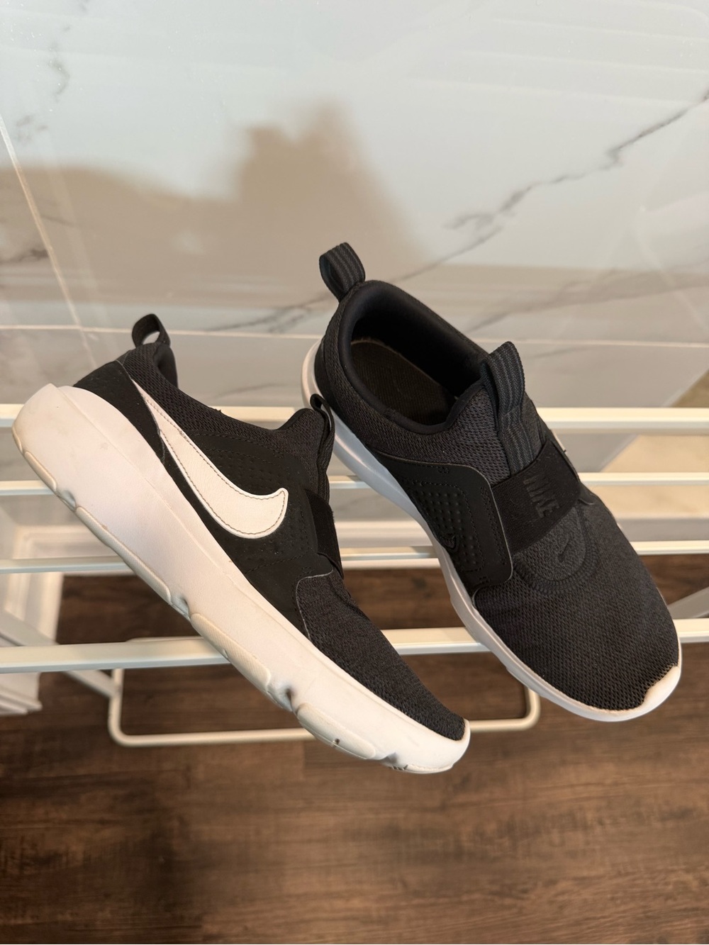 Nike Black and White Slip-On Athletic Sneakers